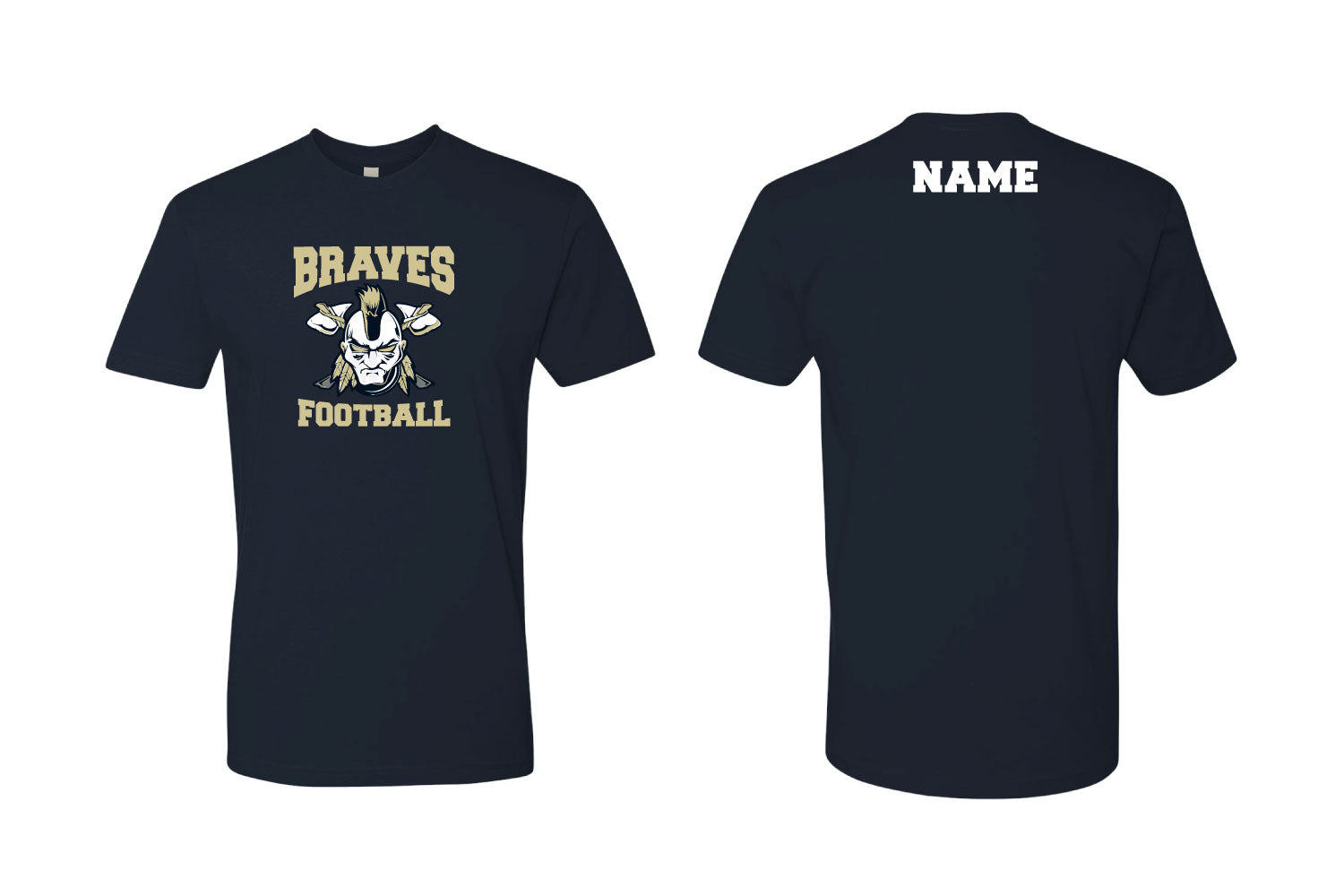 Braves Football Cotton Crew Tee - Design 1 (Navy)