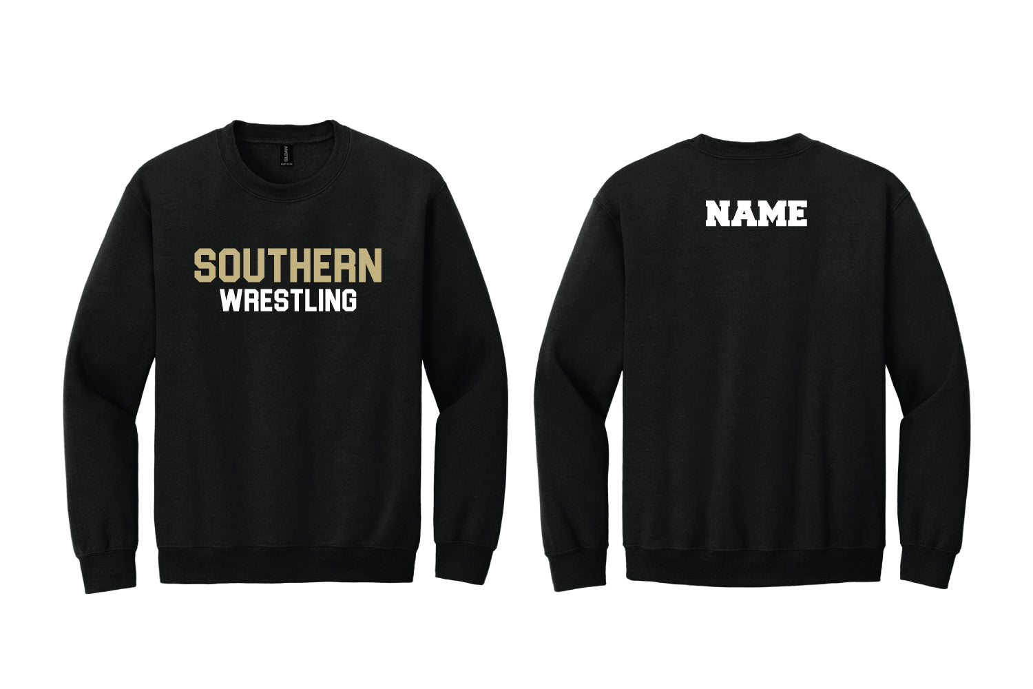 Southern Rams Wrestling Cotton Crewneck Sweatshirt - Black