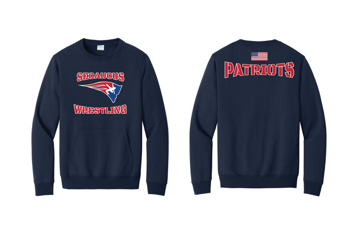 Secaucus Rec Wrestling Cotton Crewneck Pocketed Sweatshirt - Navy