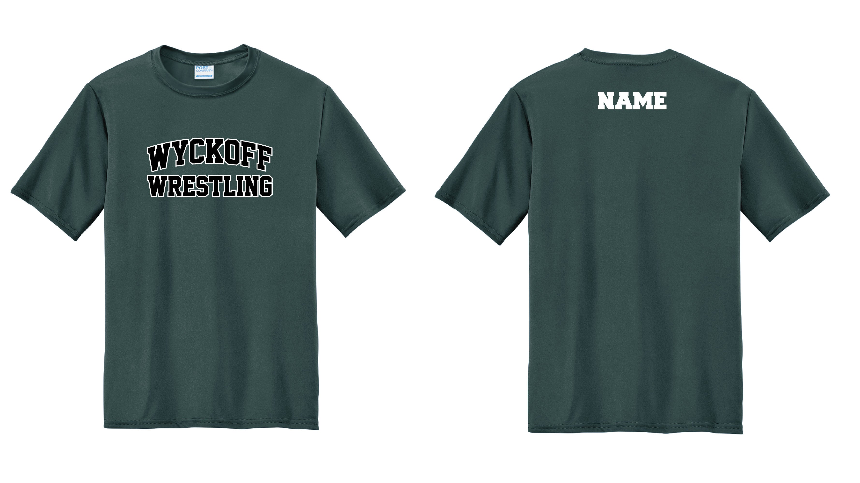 Wyckoff Wrestling DryFit Performance Tee - Dark Green