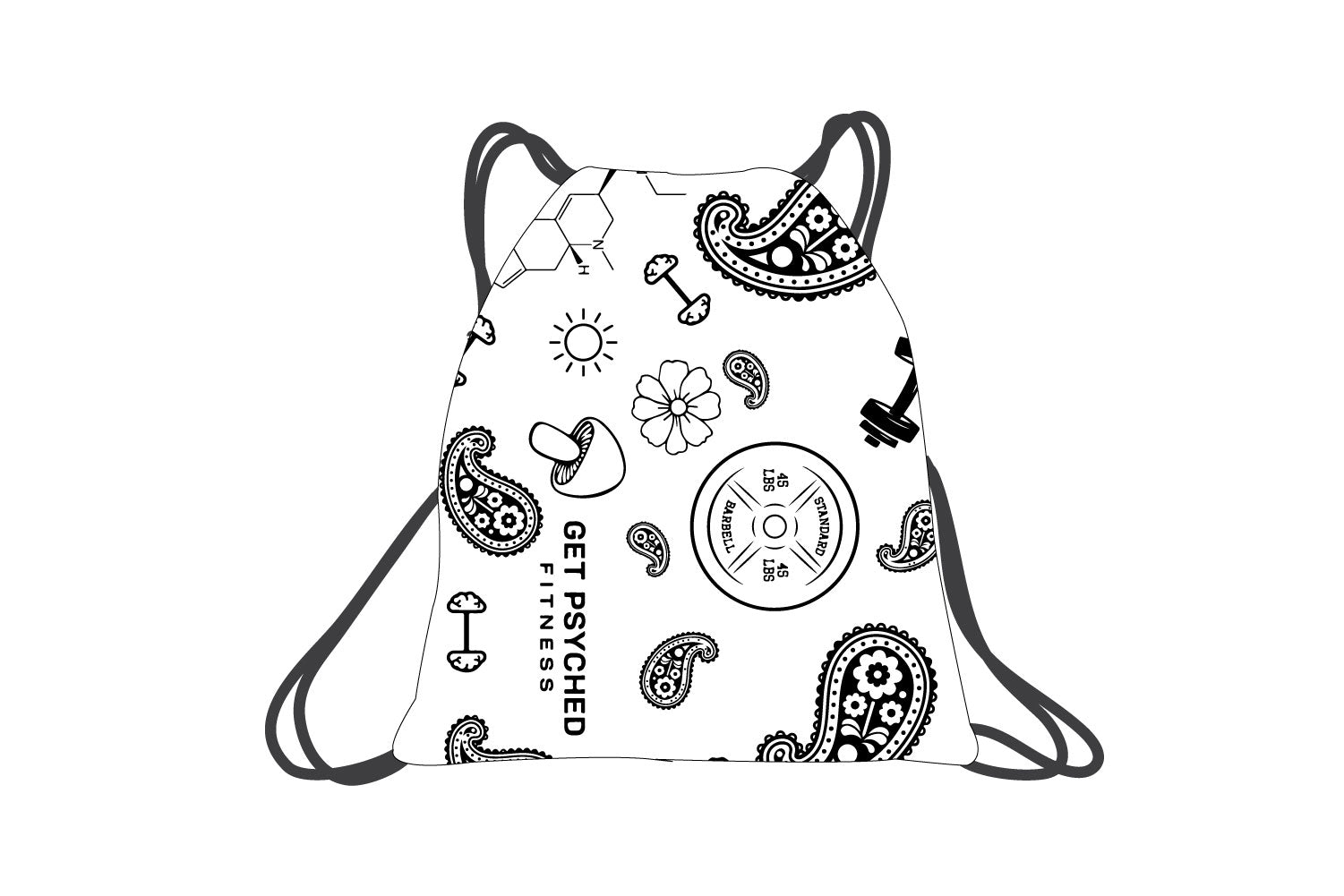 Get Psyched Fitness Sublimated Drawstring Bag