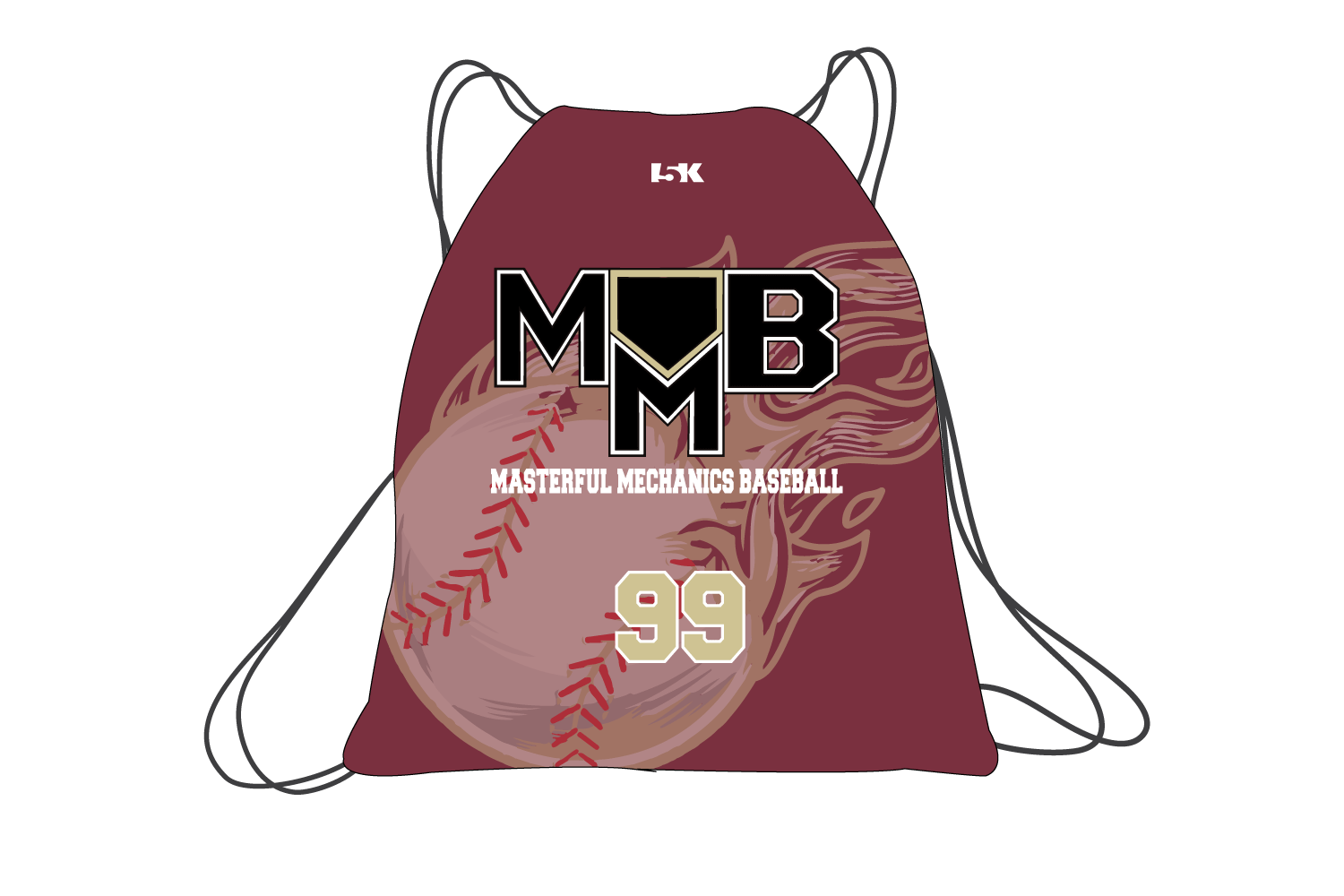 Masterful Mechanics Baseball Sublimated Drawstring Bag