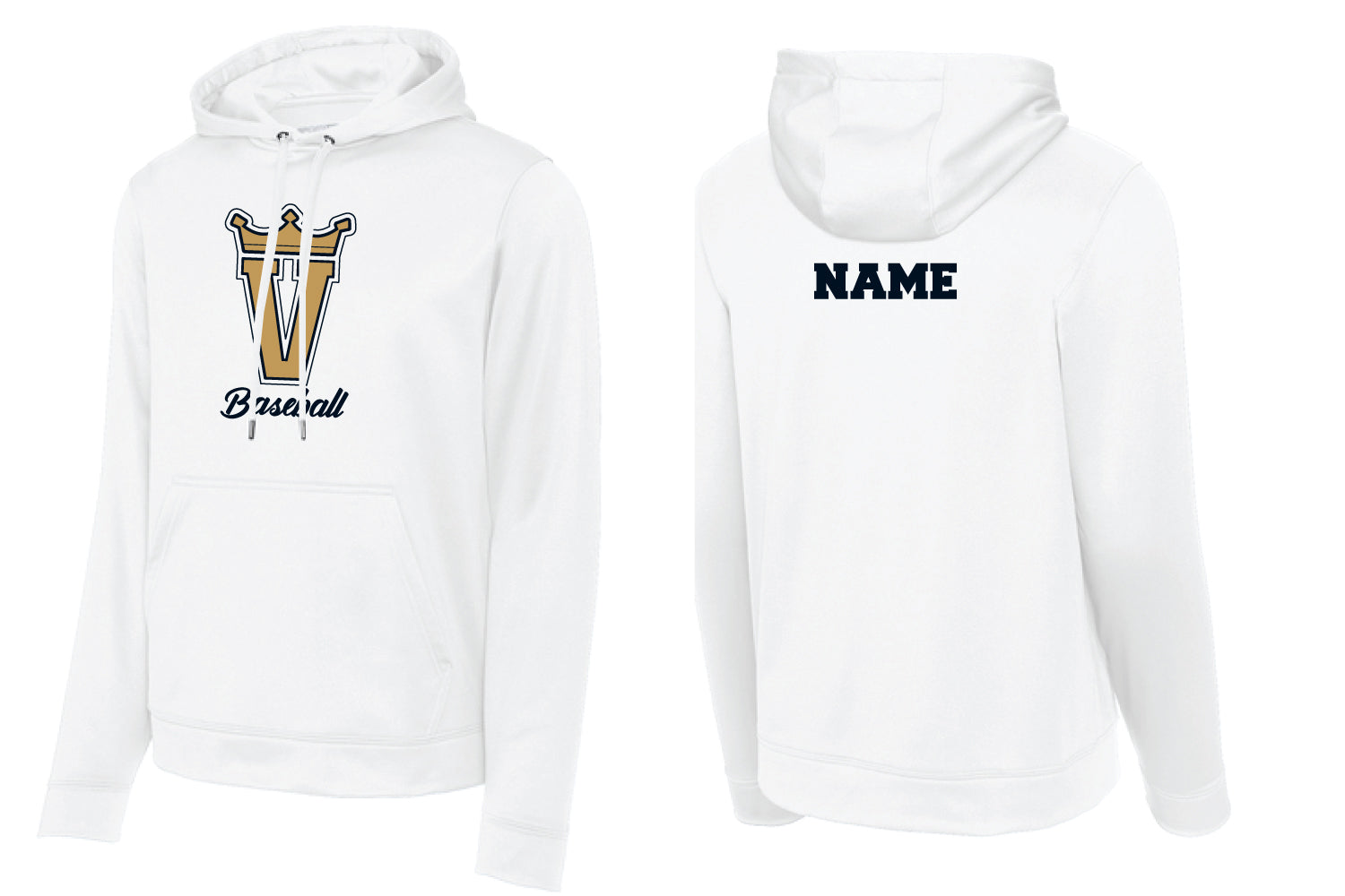 Valley Kings Baseball Dryfit Performance Hoodie - White
