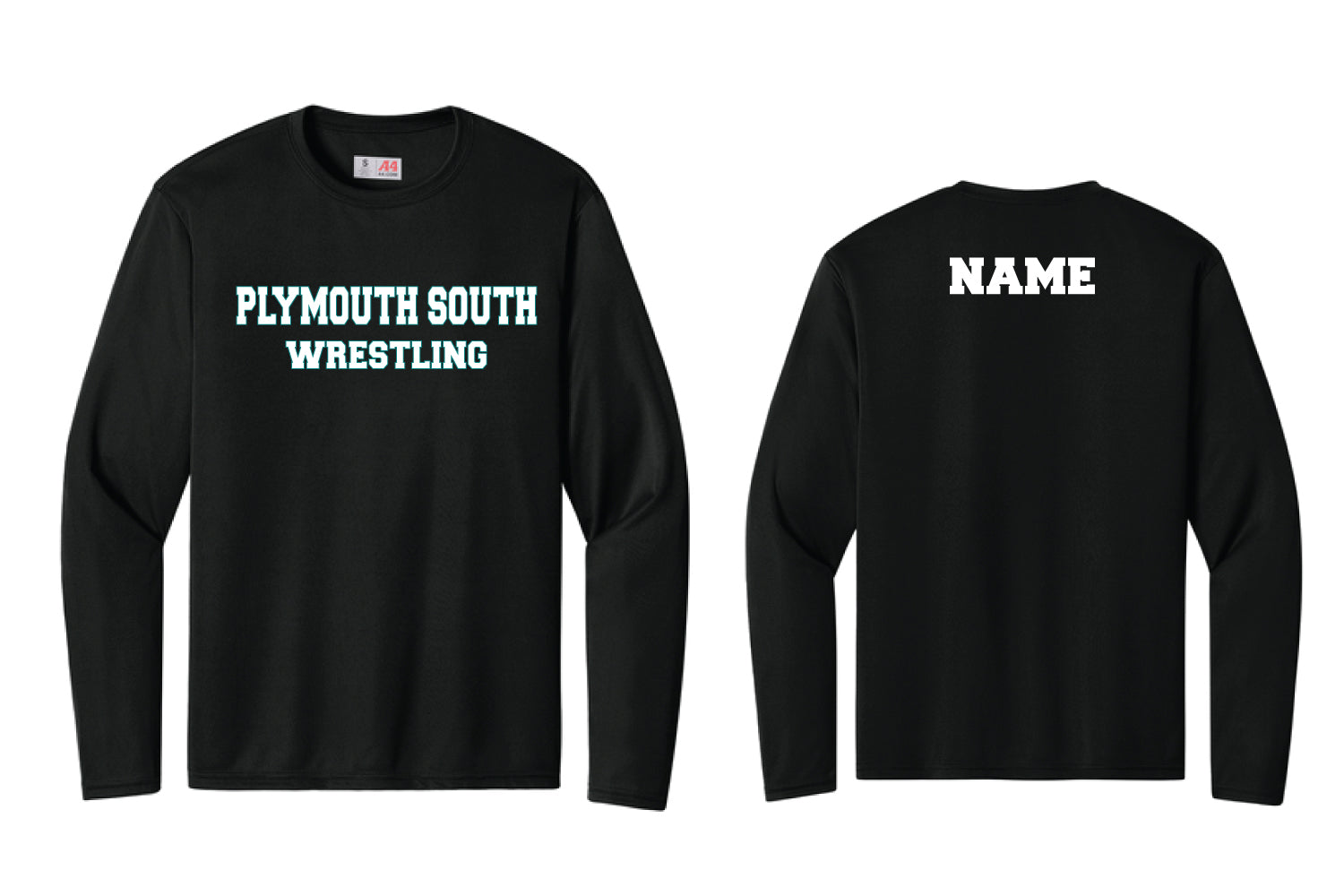 Plymouth South Wrestling Dryfit Performance Long Sleeve Tee - Black