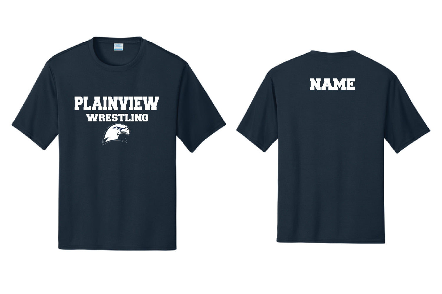 Plainview Hawks Wrestling Dryfit Performance Tee - Navy