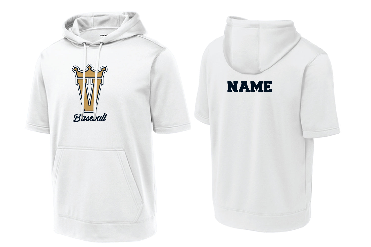Valley Kings Baseball Dryfit Performance SS Hoodie - White
