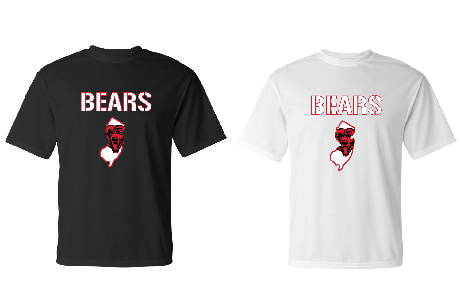Bergenfield Bears Wrestling Dryfit Performance Tee - Black/White