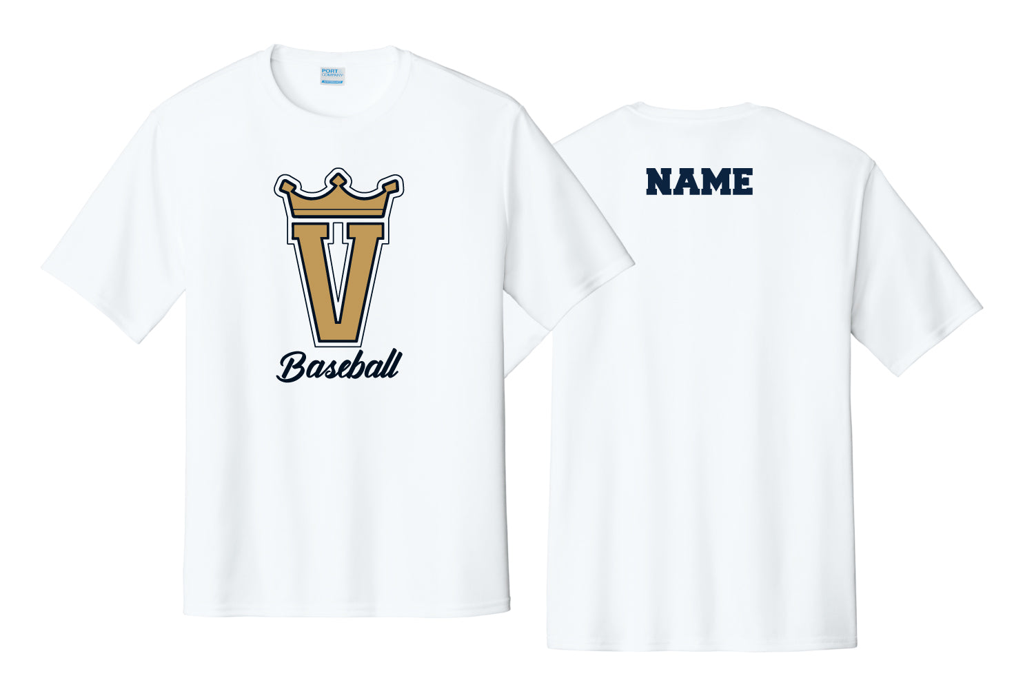 Valley Kings Baseball Dryfit Performance Tee - White