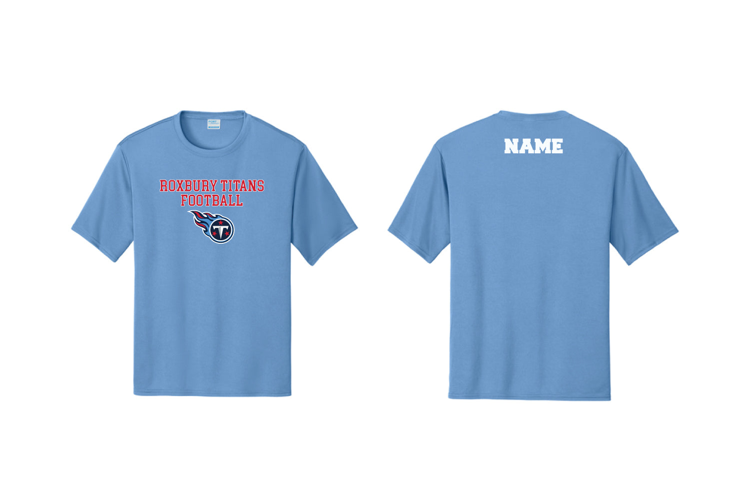 Roxbury Titans Football Dryfit Performance Tee - Carolina Blue