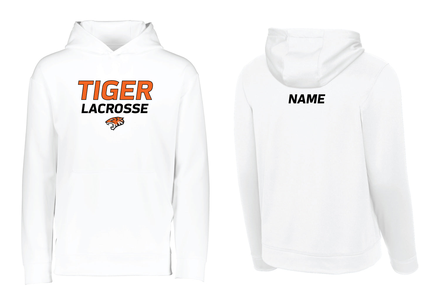 Tiger Lacrosse Dryfit Performance Hoodie - White