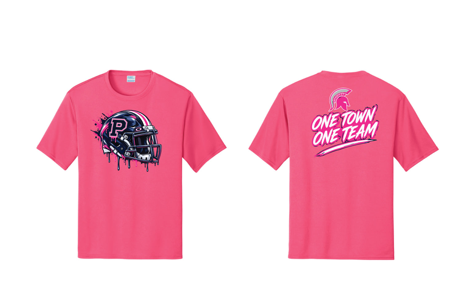Paramus Rec Football Dryfit Performance Tee - Pink (Retro Helmet Design)