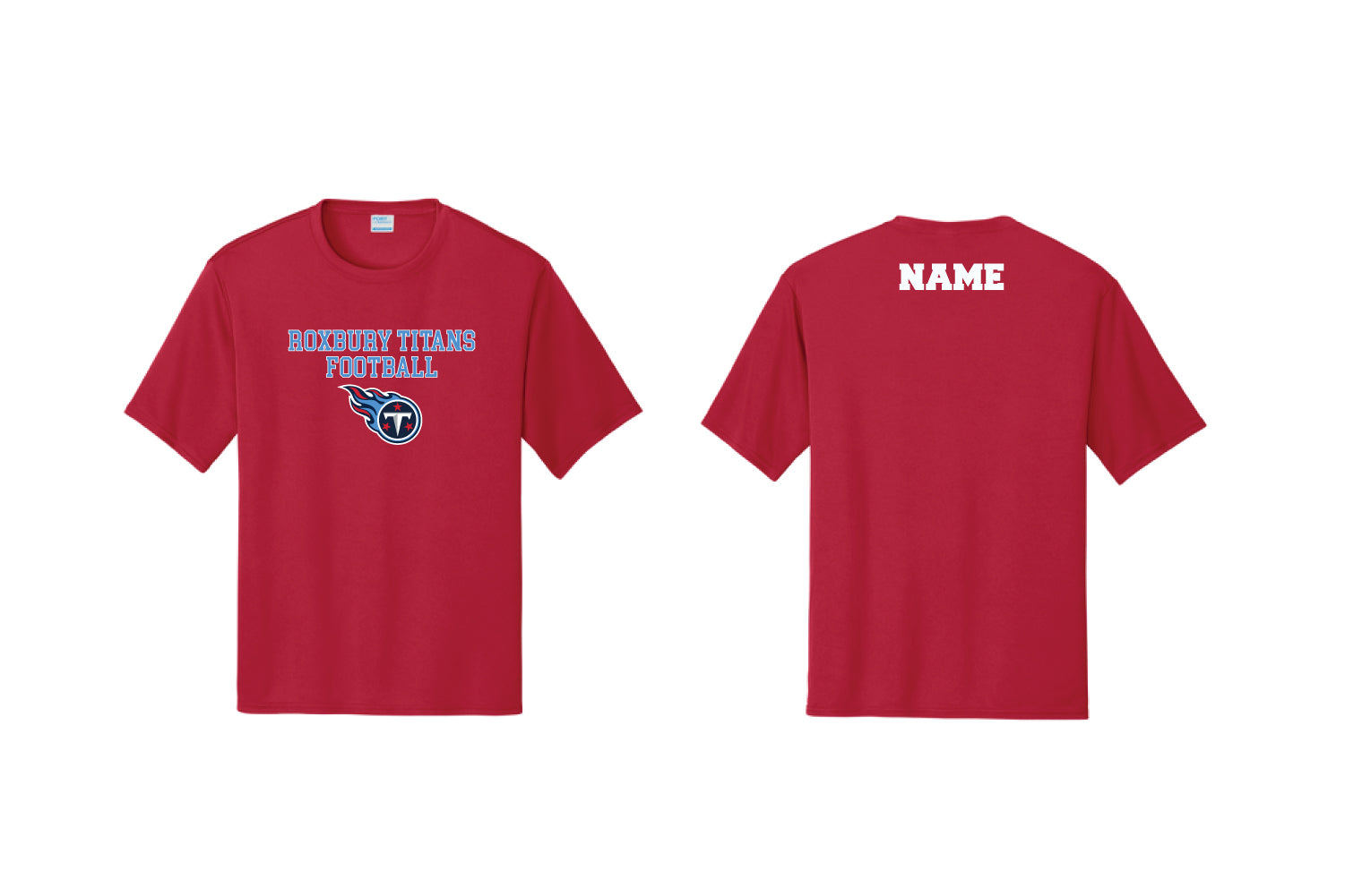 Roxbury Titans Football Dryfit Performance Tee - Red