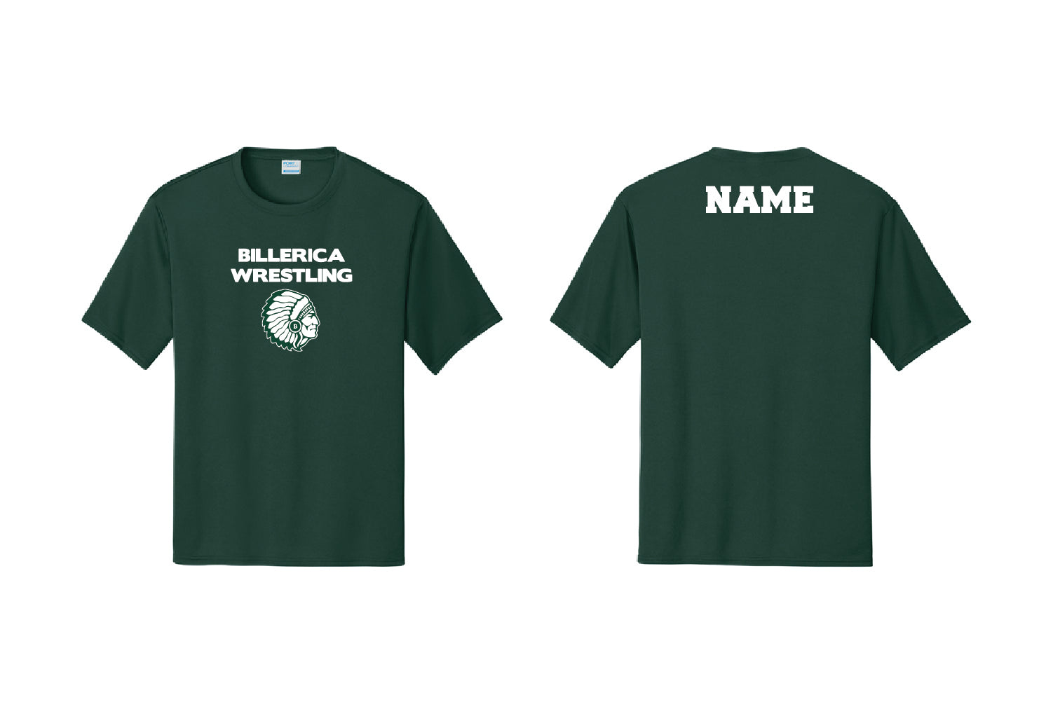 Billerica Wrestling Dryfit Performance Tee - Forest Green
