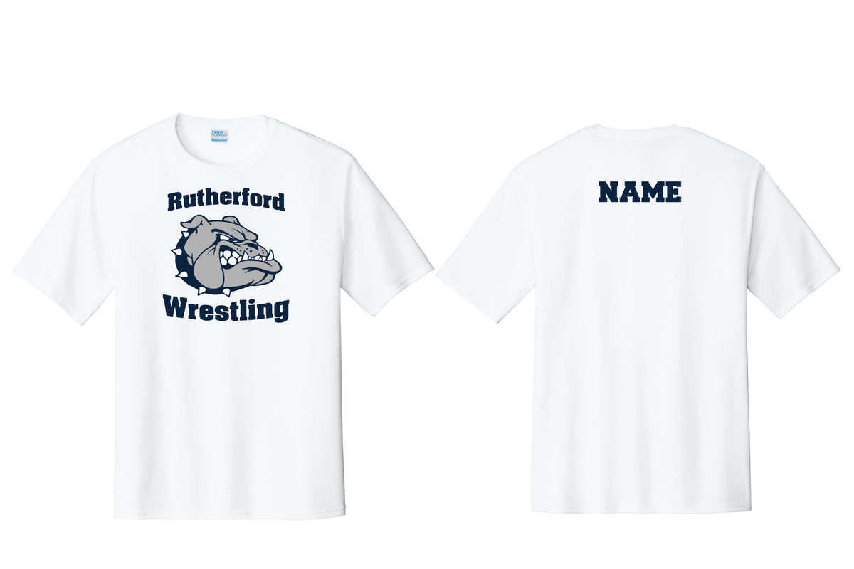 Rutherford Wrestling Dryfit Performance Tee - Design 1 - White
