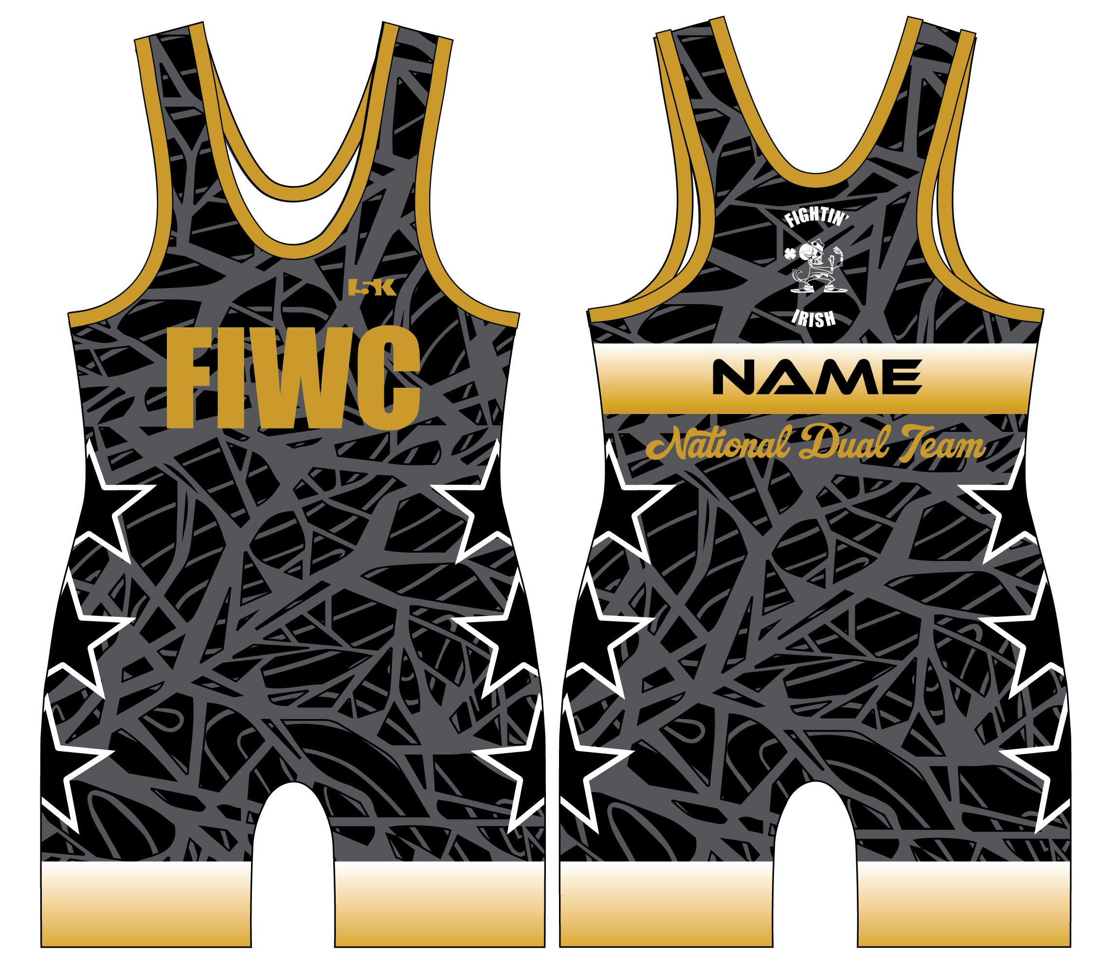 Fightin' Irish Wrestling Sublimated Men's Dual Team Singlet - Design 7