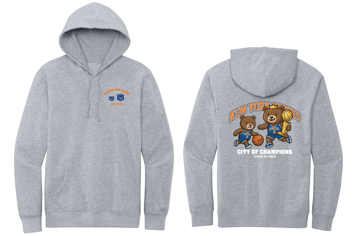 Dudes For Dads Fleece Hoodie Knicks - Grey