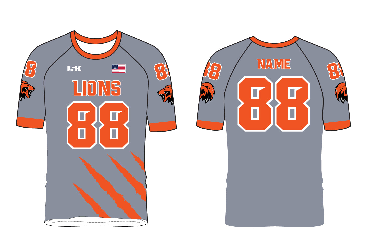 North County Lions Sublimated Fan Jersey - Gray