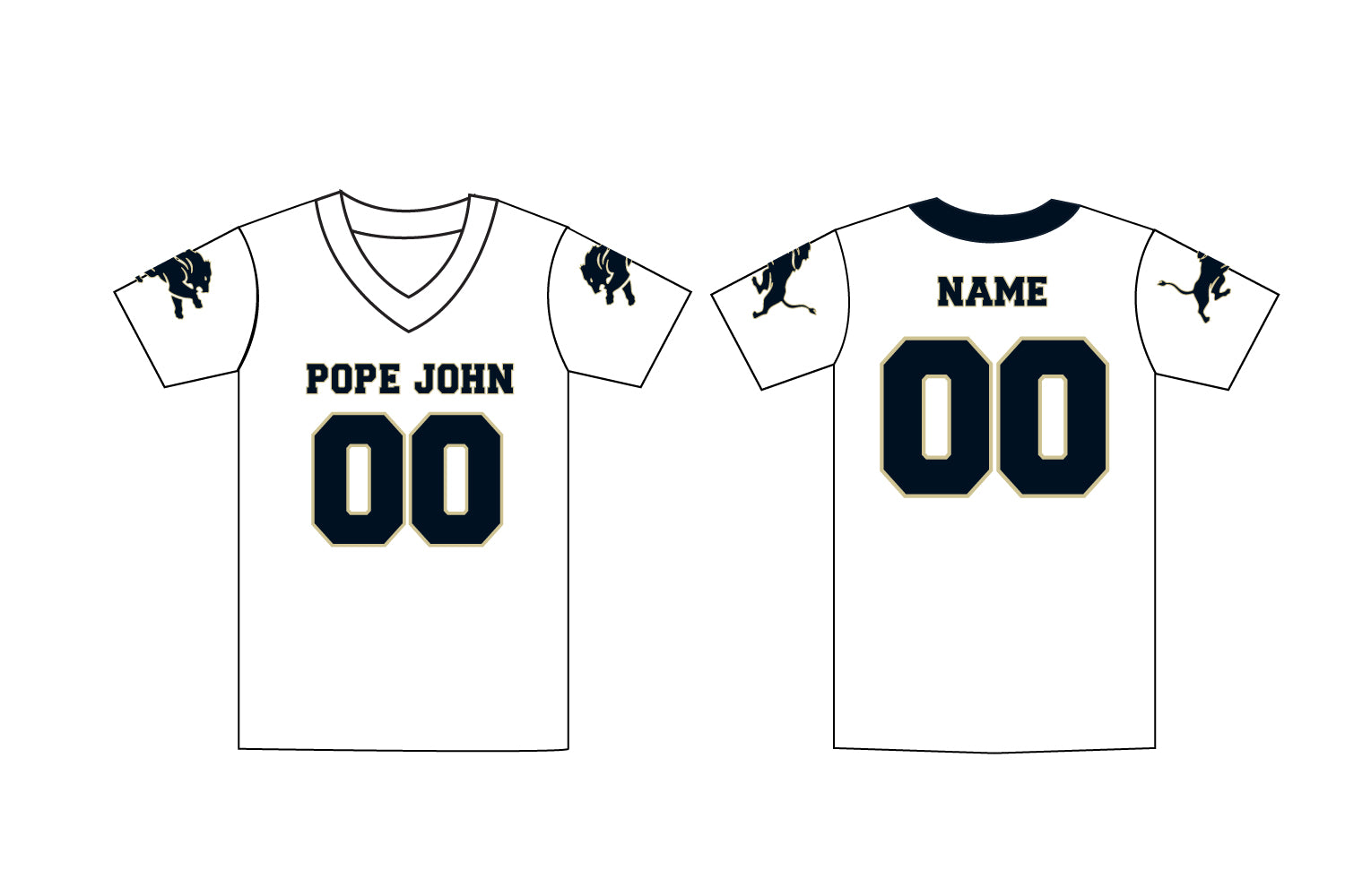 Pope John Football Sublimated Fan Jersey - White