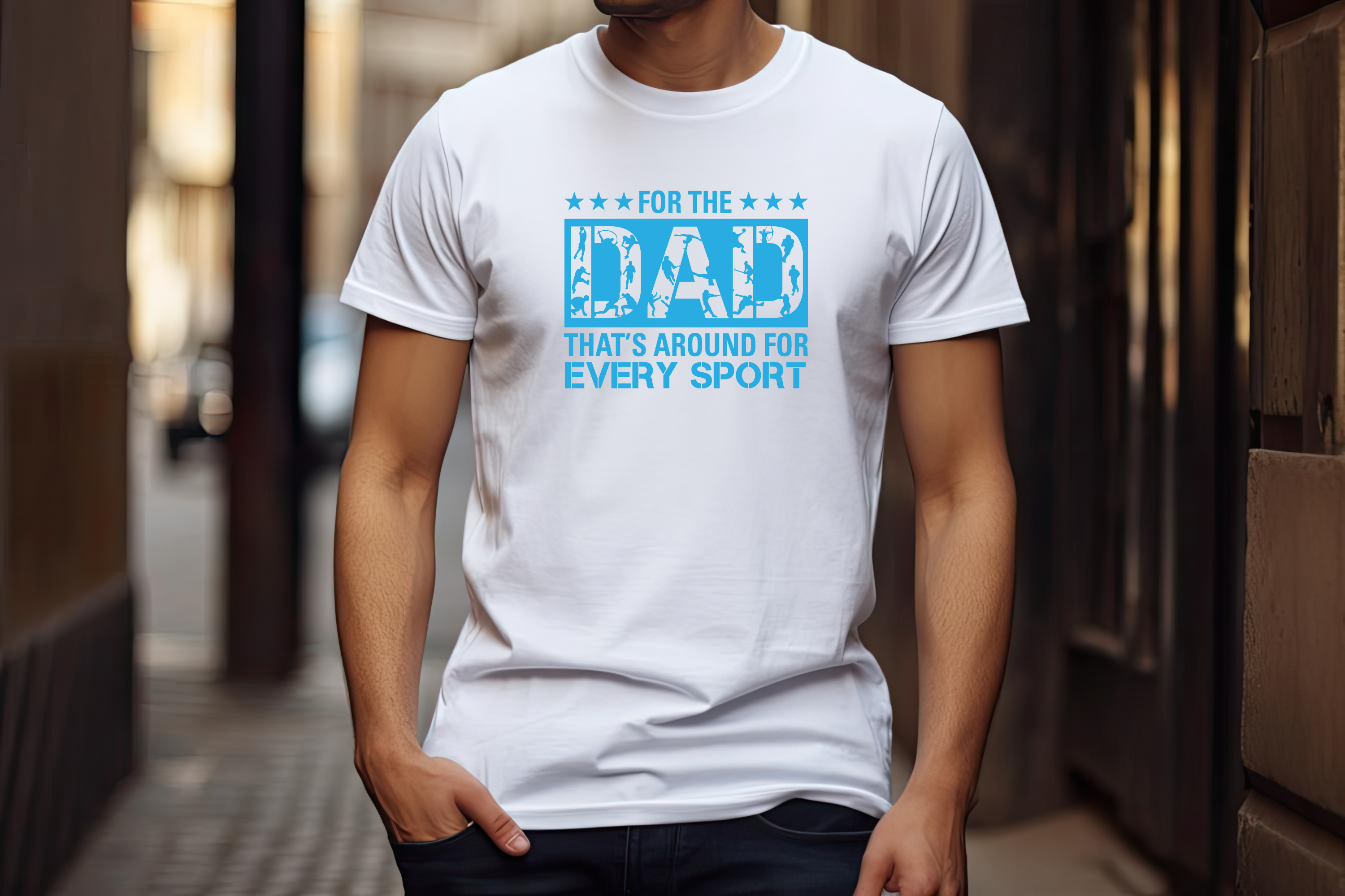 Father's Day Cotton Crew Tee - White/Navy