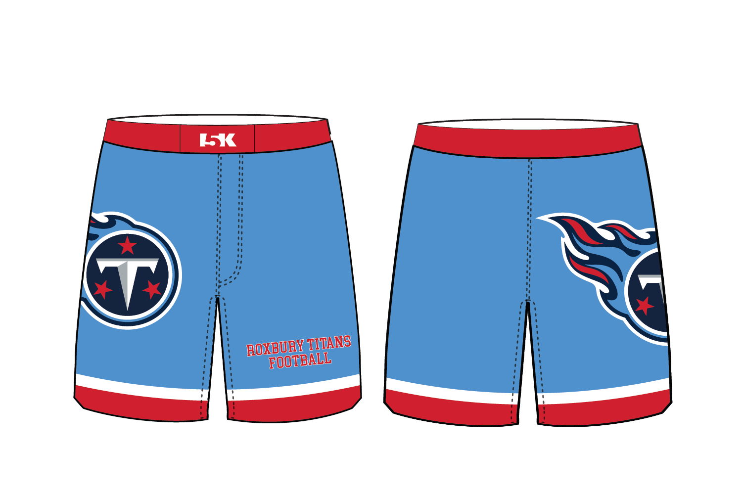 Roxbury Titans Football Sublimated Practice Shorts