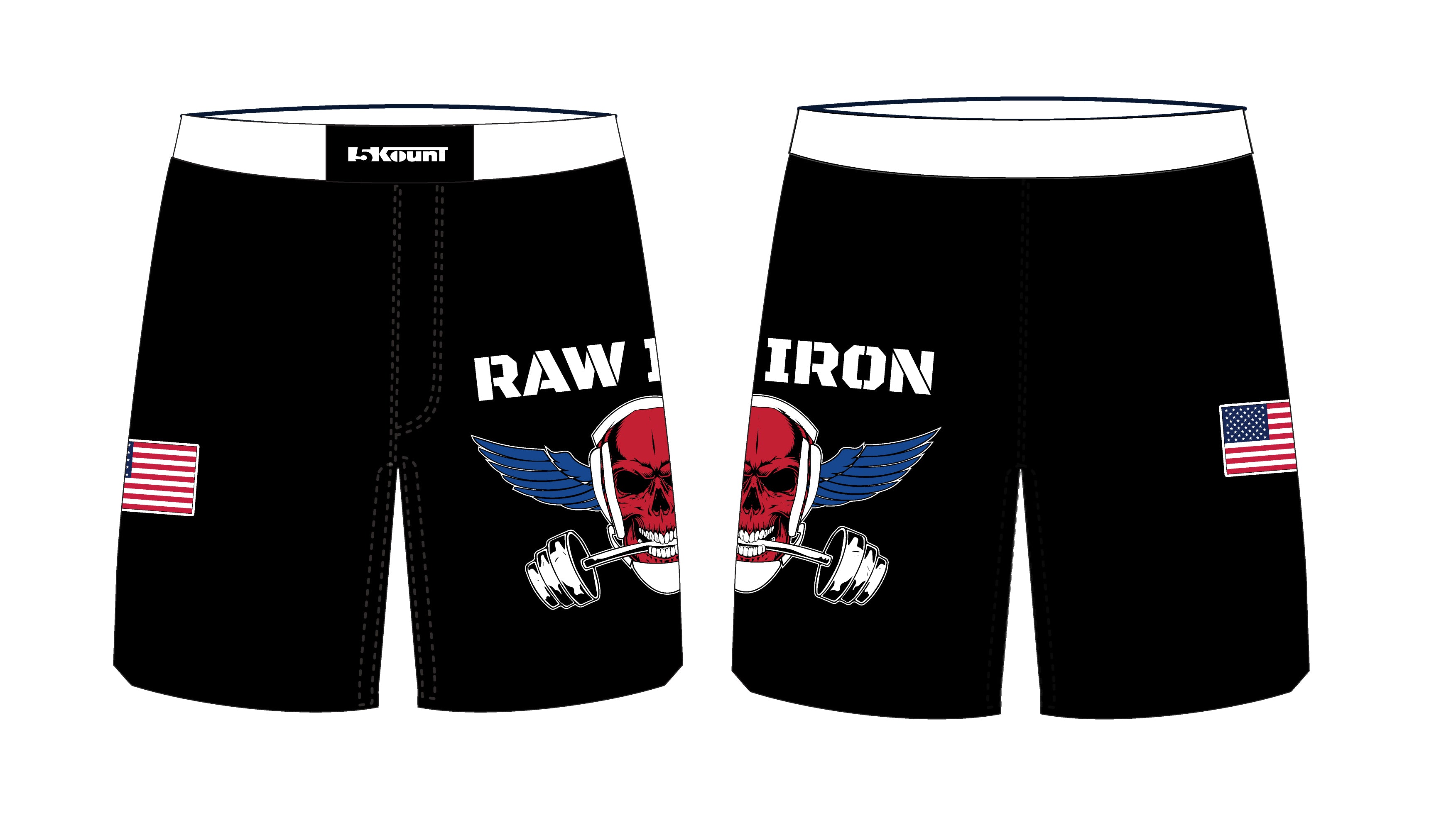 Raw Iron Wrestling Sublimated Fight Shorts - Black