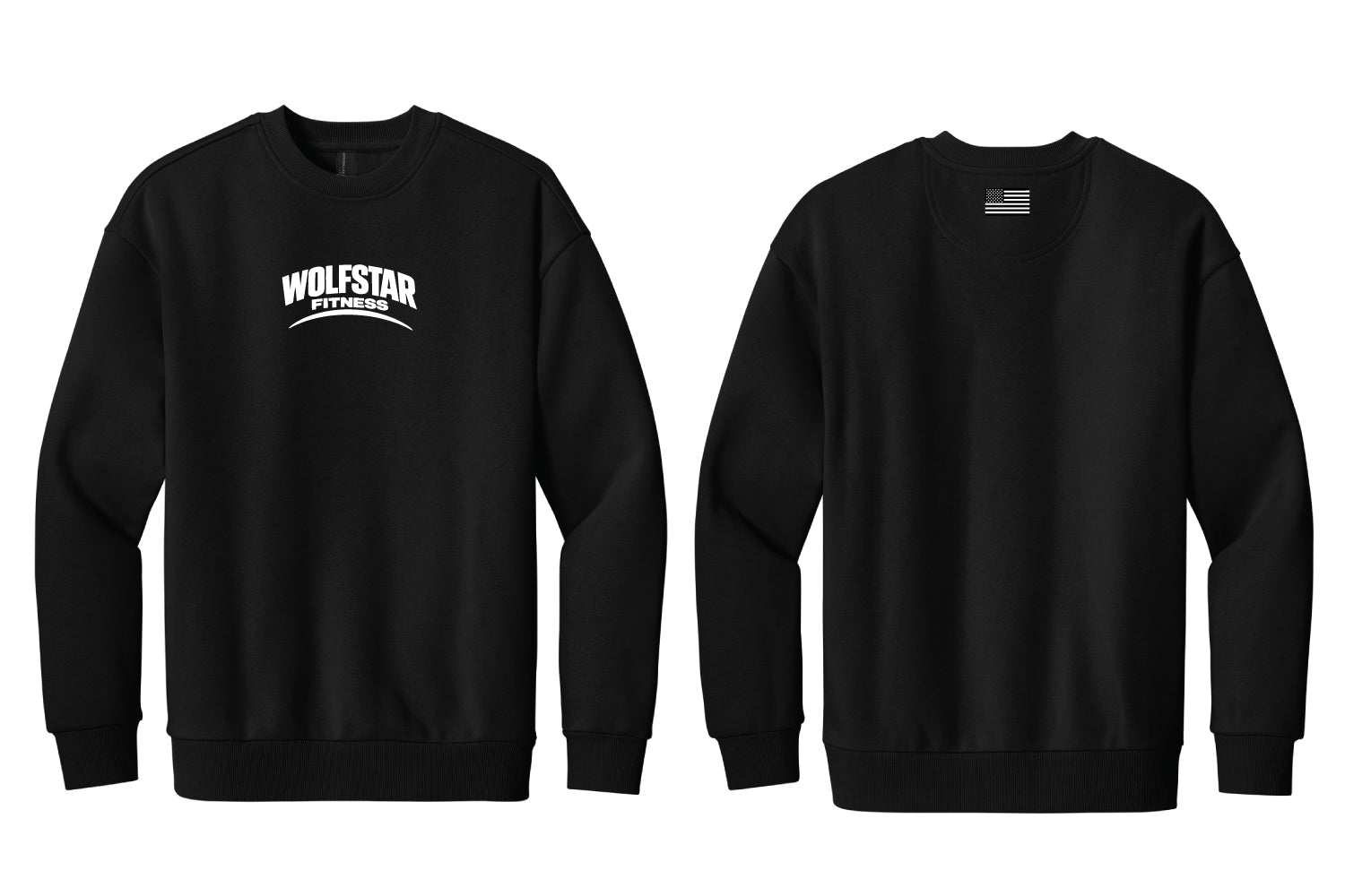 WolfStar Fitness Oversized Fleece Crew - Black - Design 1