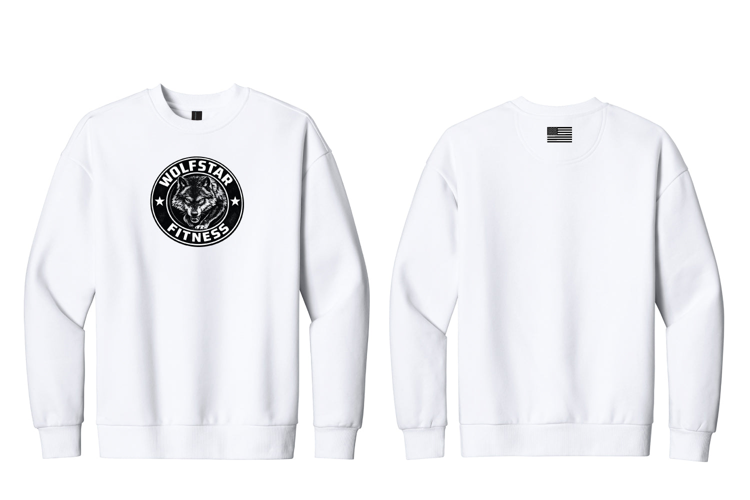 WolfStar Fitness Oversized Fleece Crew - White - Design 3