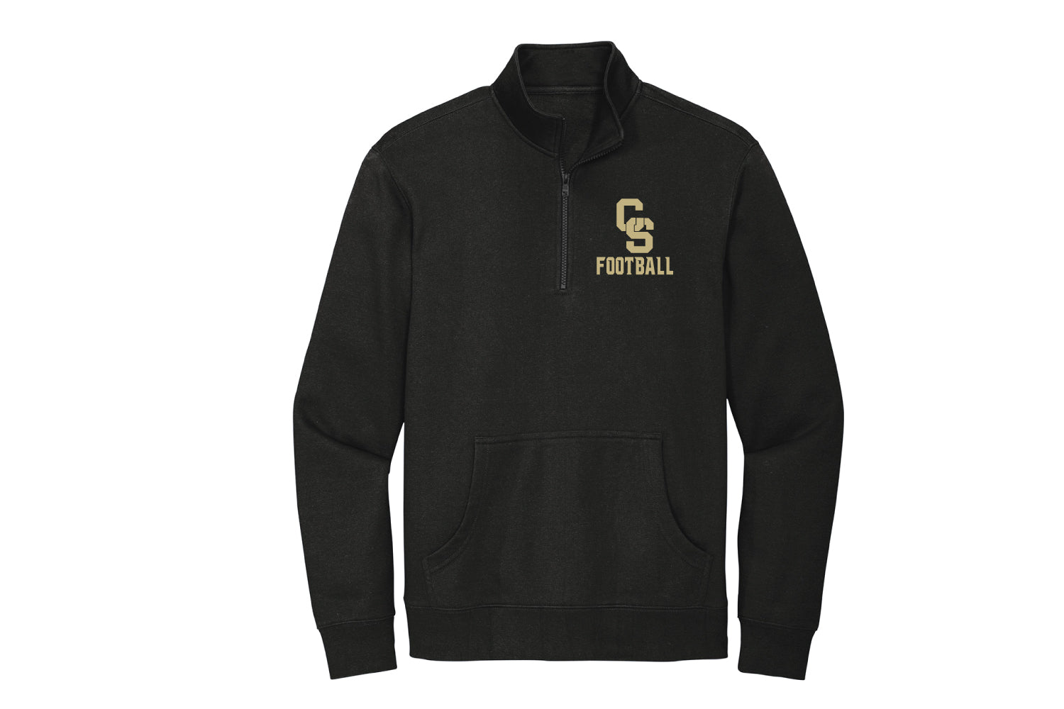 CT State Football Fleece Qtr Zip - Black