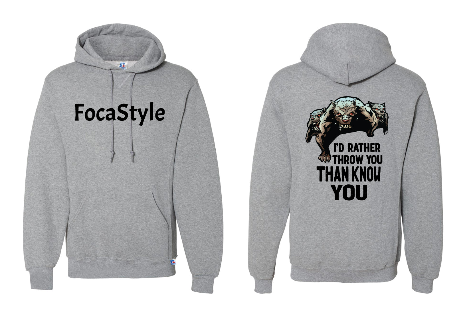 Red Nose Cotton Hoodie "I'd Rather"- Grey