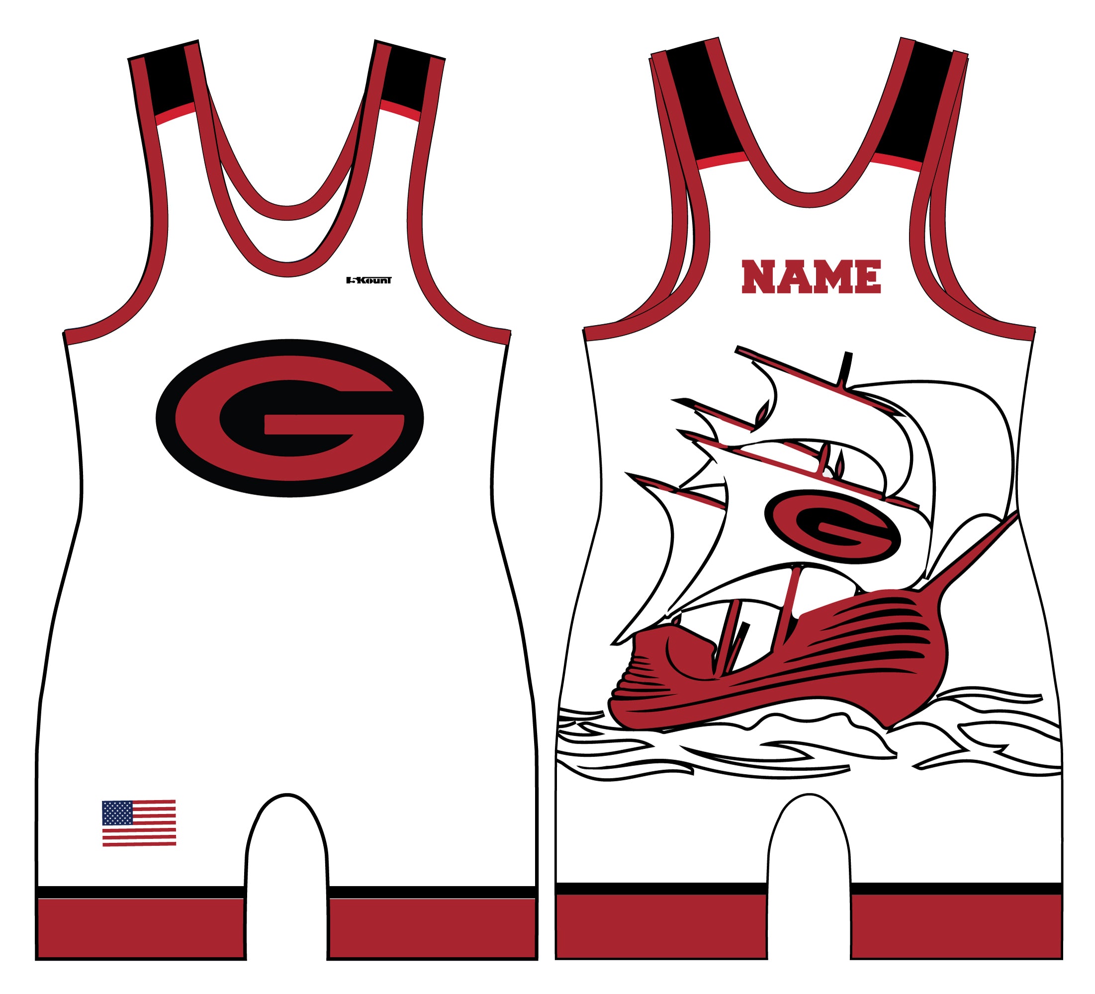 Guilderland Wrestling Sublimated Men's Singlet - White