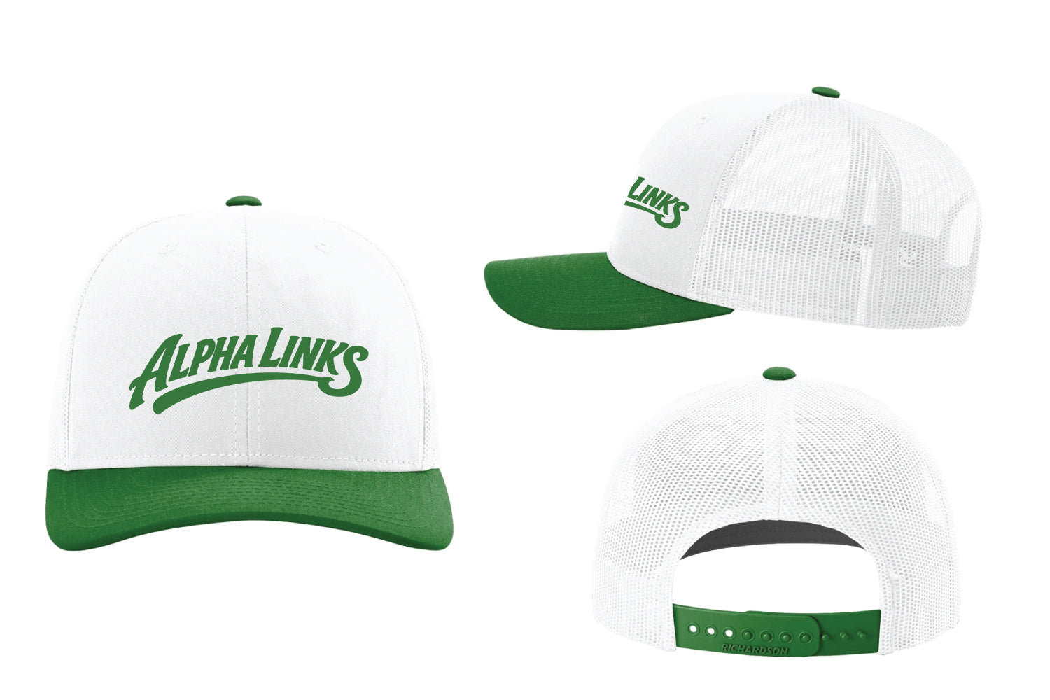 Alpha Links Snapback Cap - White/Kelly