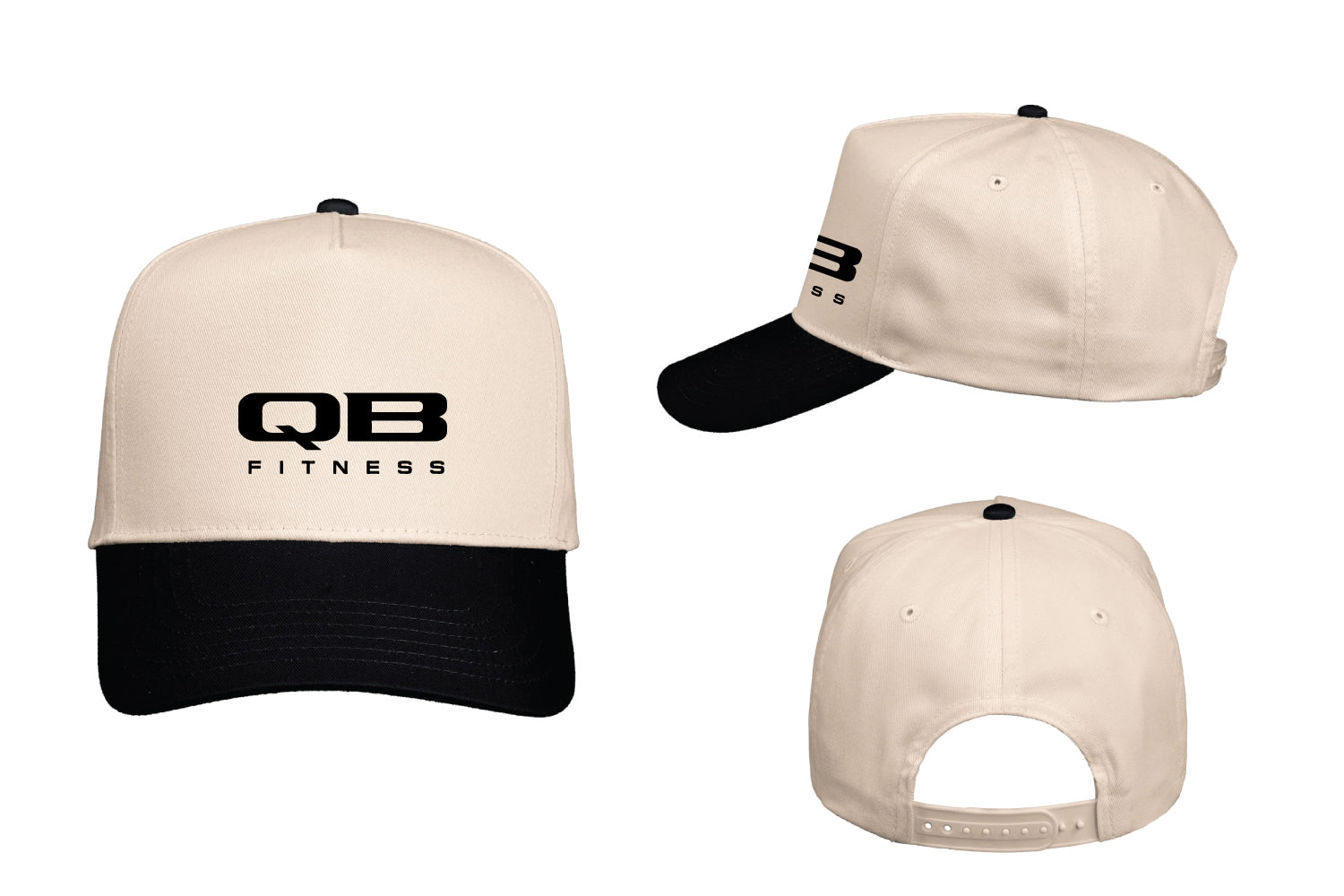 QB Fitness Snapback Cap - Natural/Black (Embroidered Logo)