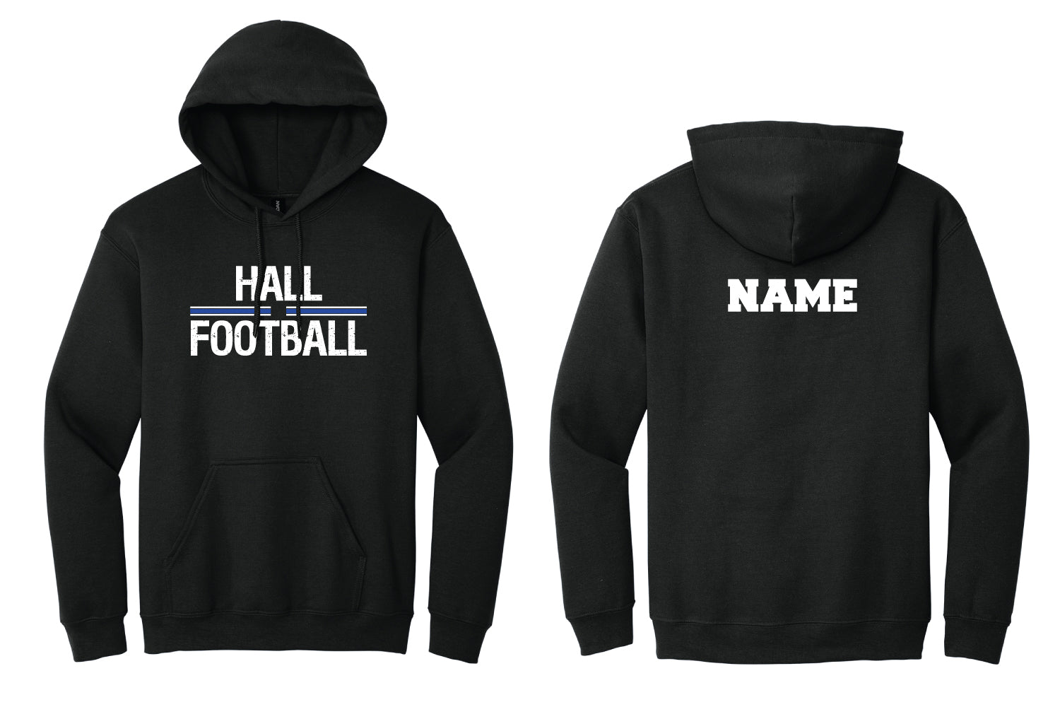 Hall Titans Football Cotton Hoodie - Black - Design 2
