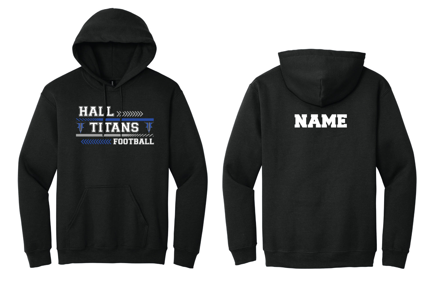 Hall Titans Football Cotton Hoodie - Black - Design 1