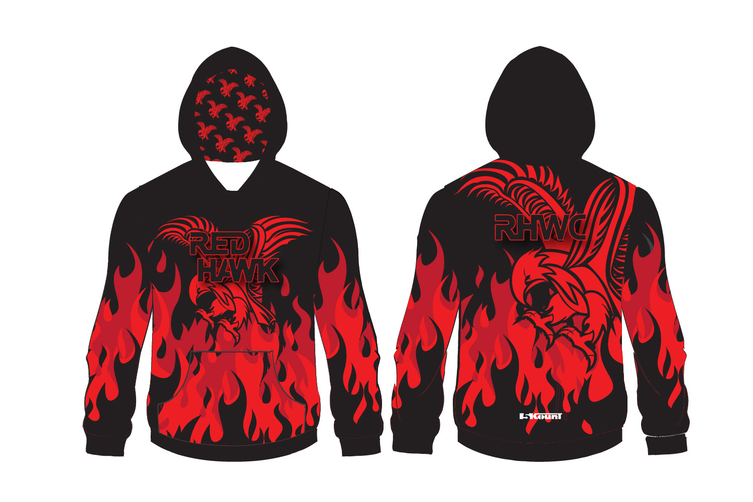 Red Hawk Wrestling Sublimated Hoodie - Black/Red Design