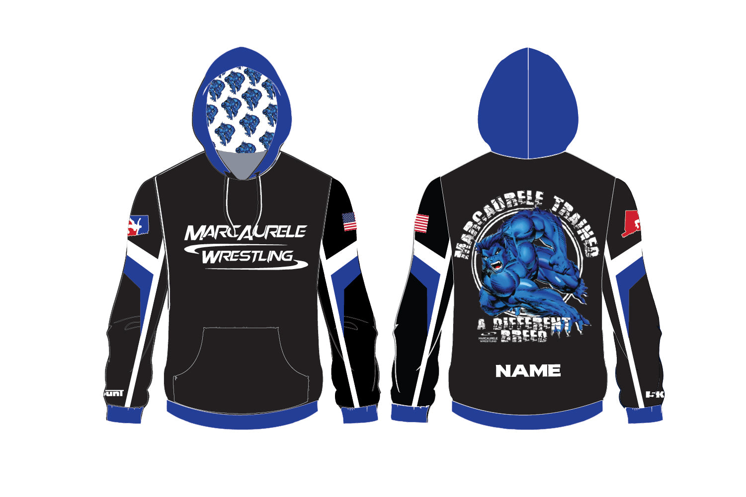 Marcaurele Wrestling Sublimated Hoodie - Black