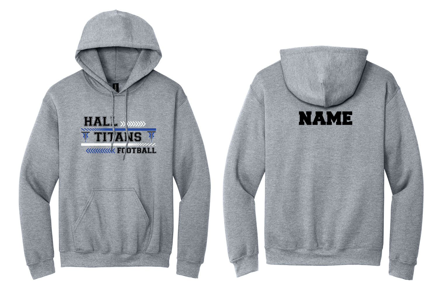 Hall Titans Football Cotton Hoodie - Grey - Design 1