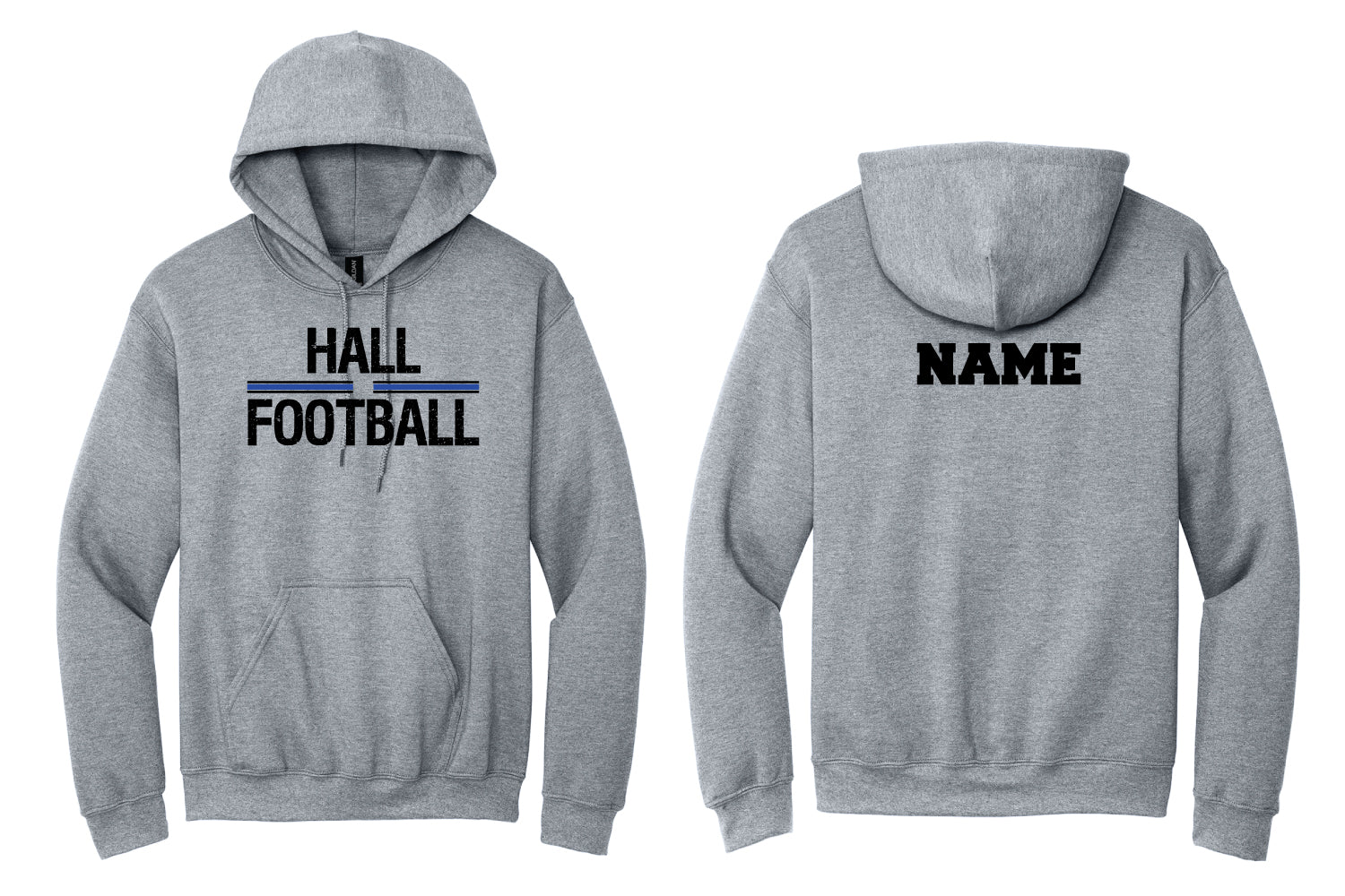 Hall Titans Football Cotton Hoodie - Grey - Design 2