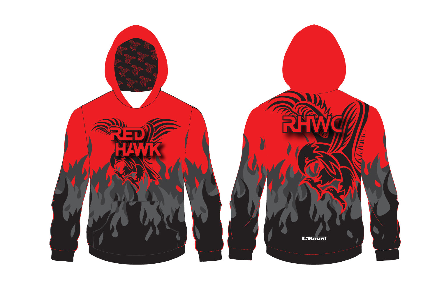 Red Hawk Wrestling Sublimated Hoodie - Red/Black Design