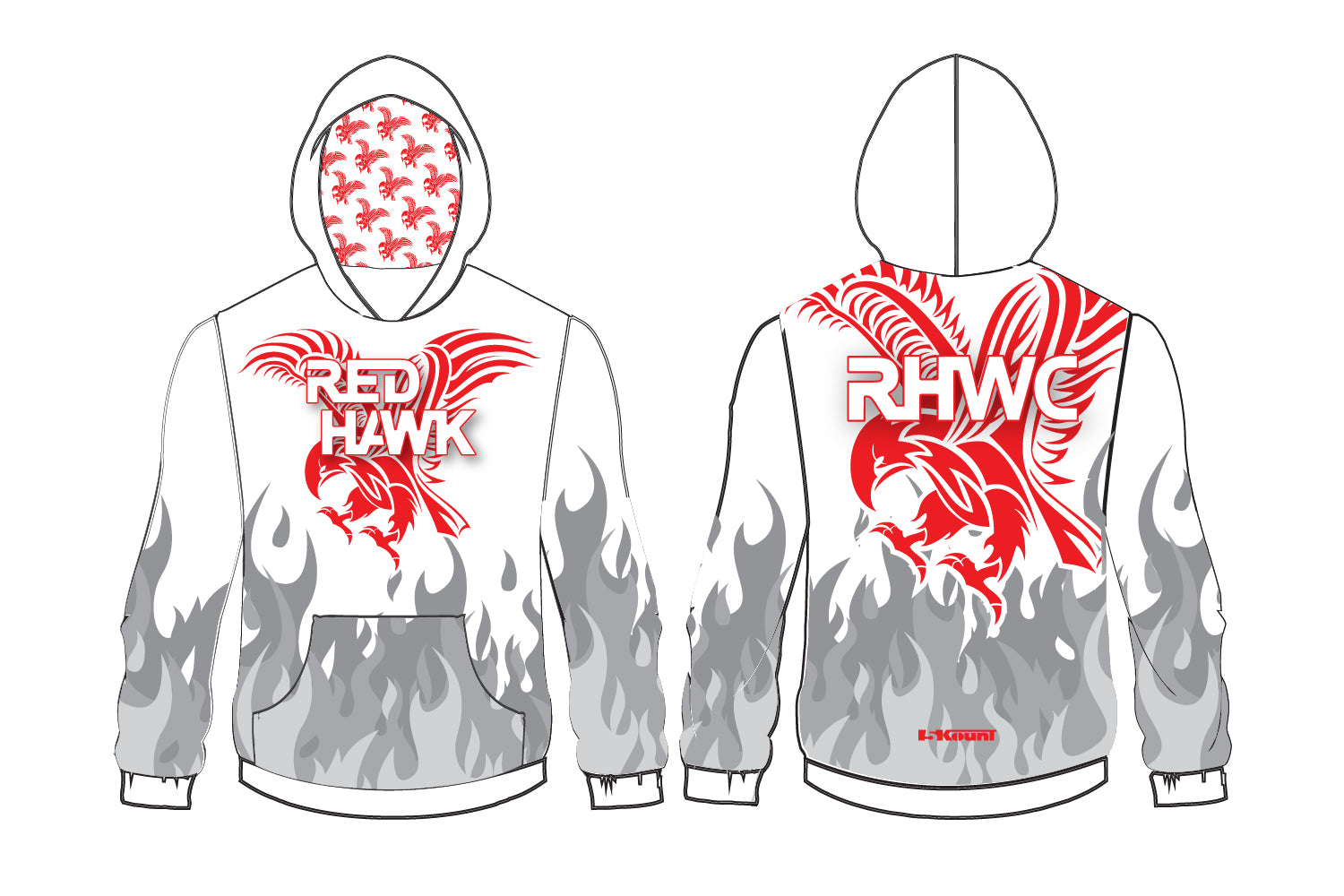 Red Hawk Wrestling Sublimated Hoodie - White/Gray Design