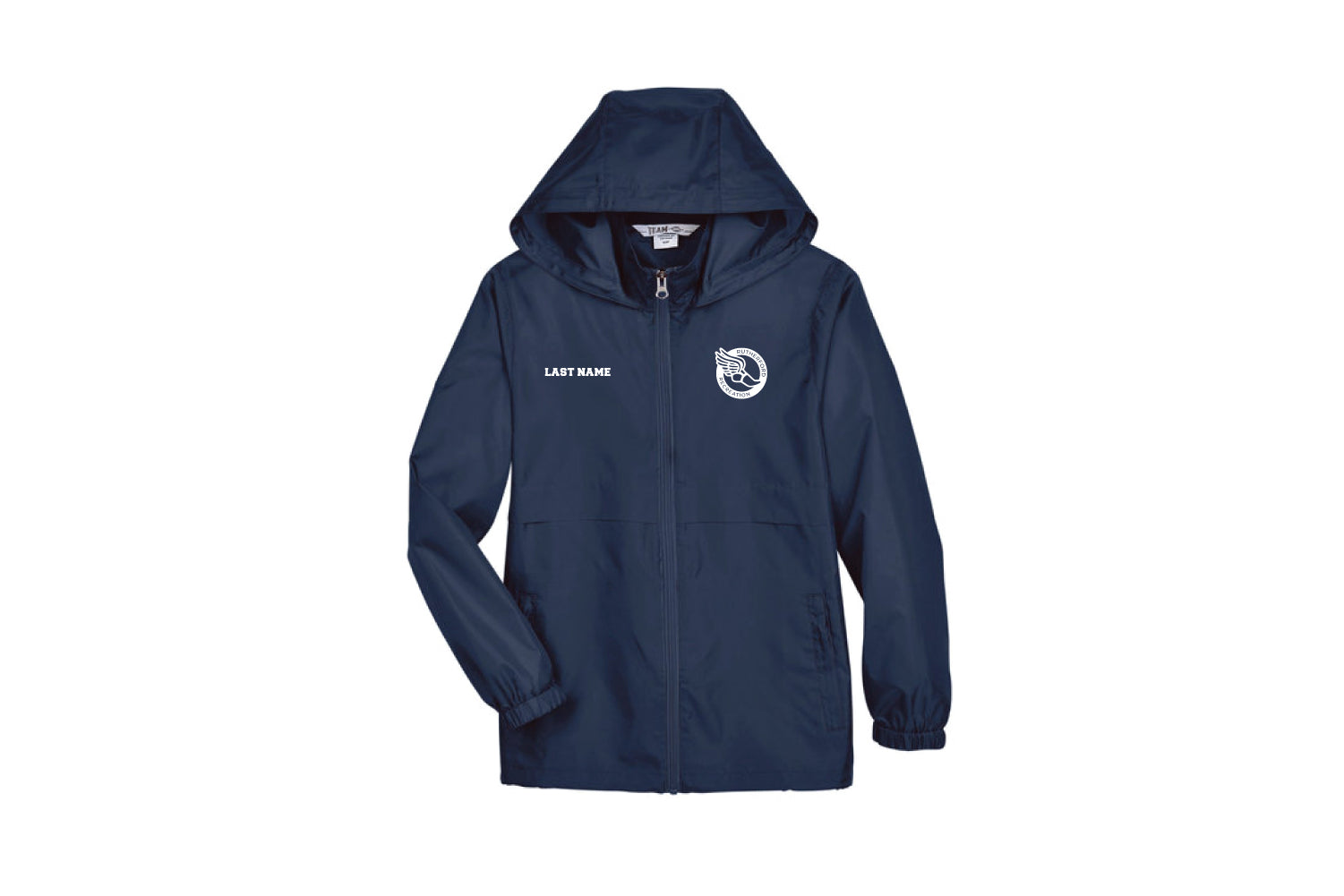 Rutherford Track & Field Hooded Lightweight Rain Jacket - Youth (Navy)