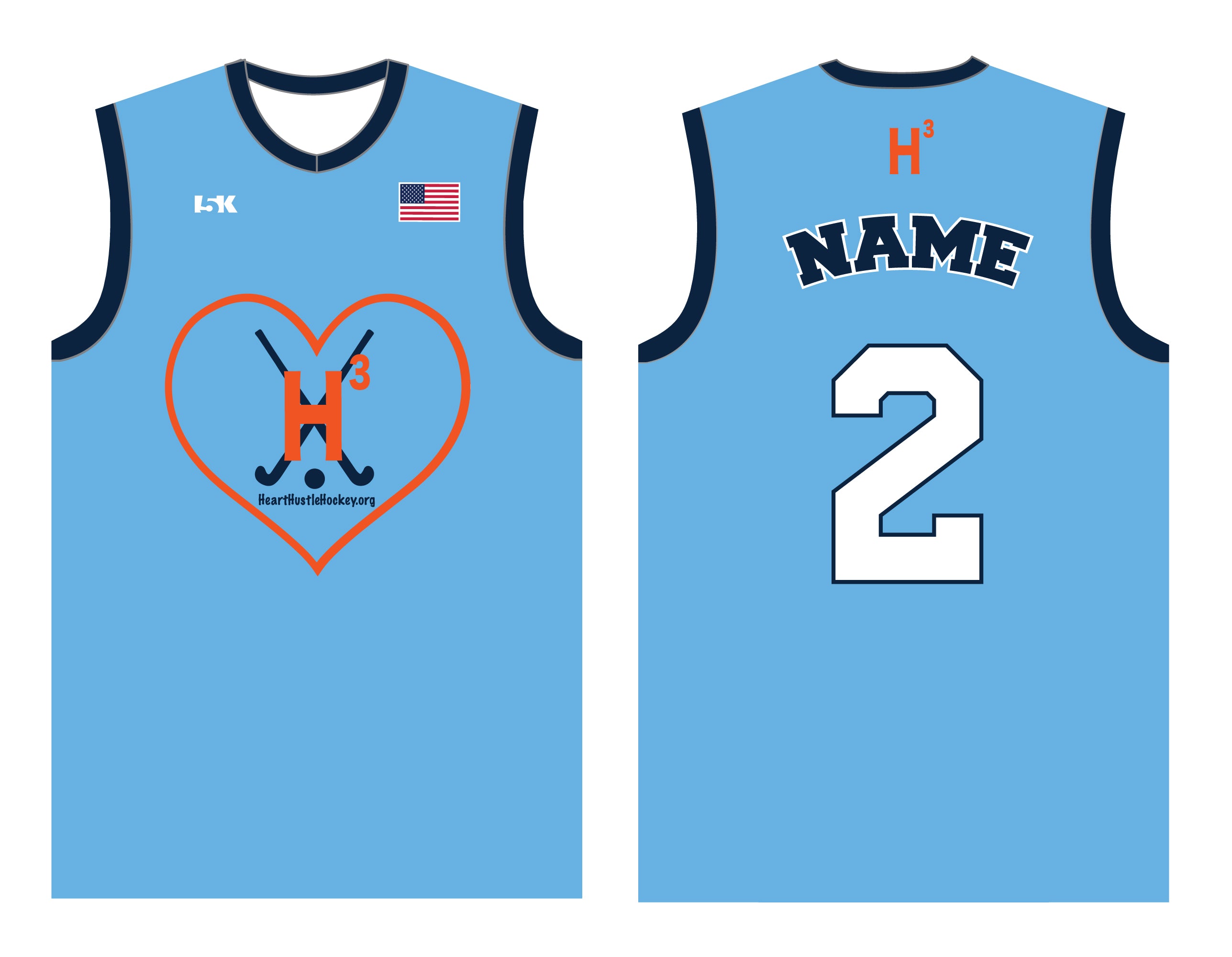 H3 Field Hockey Sublimated Sleeveless Game Jersey - Carolina Blue
