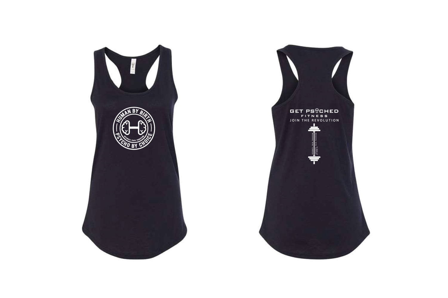 Get Psyched Fitness Women's Cotton Racerback Tank Top - Black