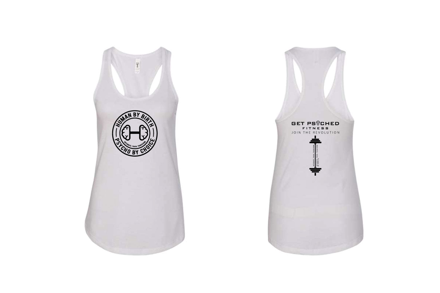 Get Psyched Fitness Women's Cotton Racerback Tank Top - White