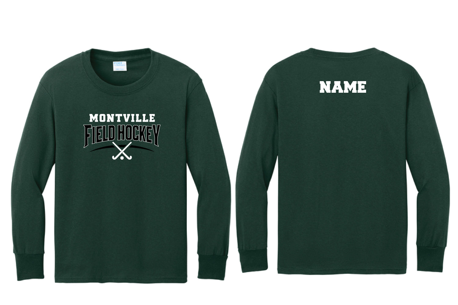 Montville Field Hockey Cotton Long Sleeve Shirt - Green