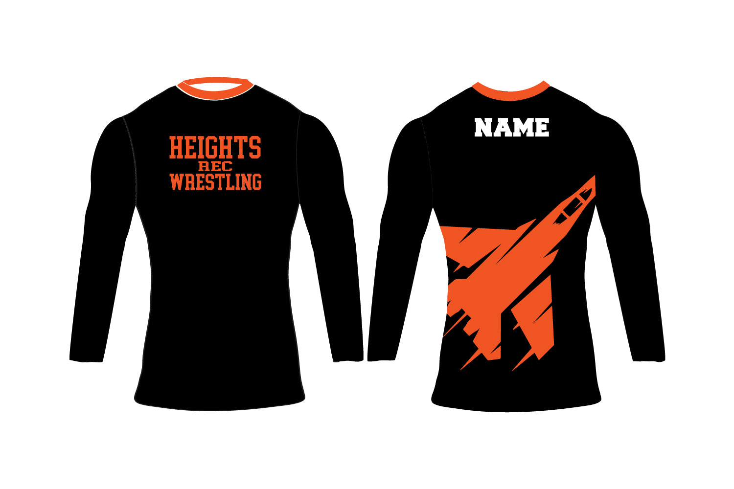 Hasbrouck Heights Wrestling Sublimated Longsleeve Compression Shirt - Black