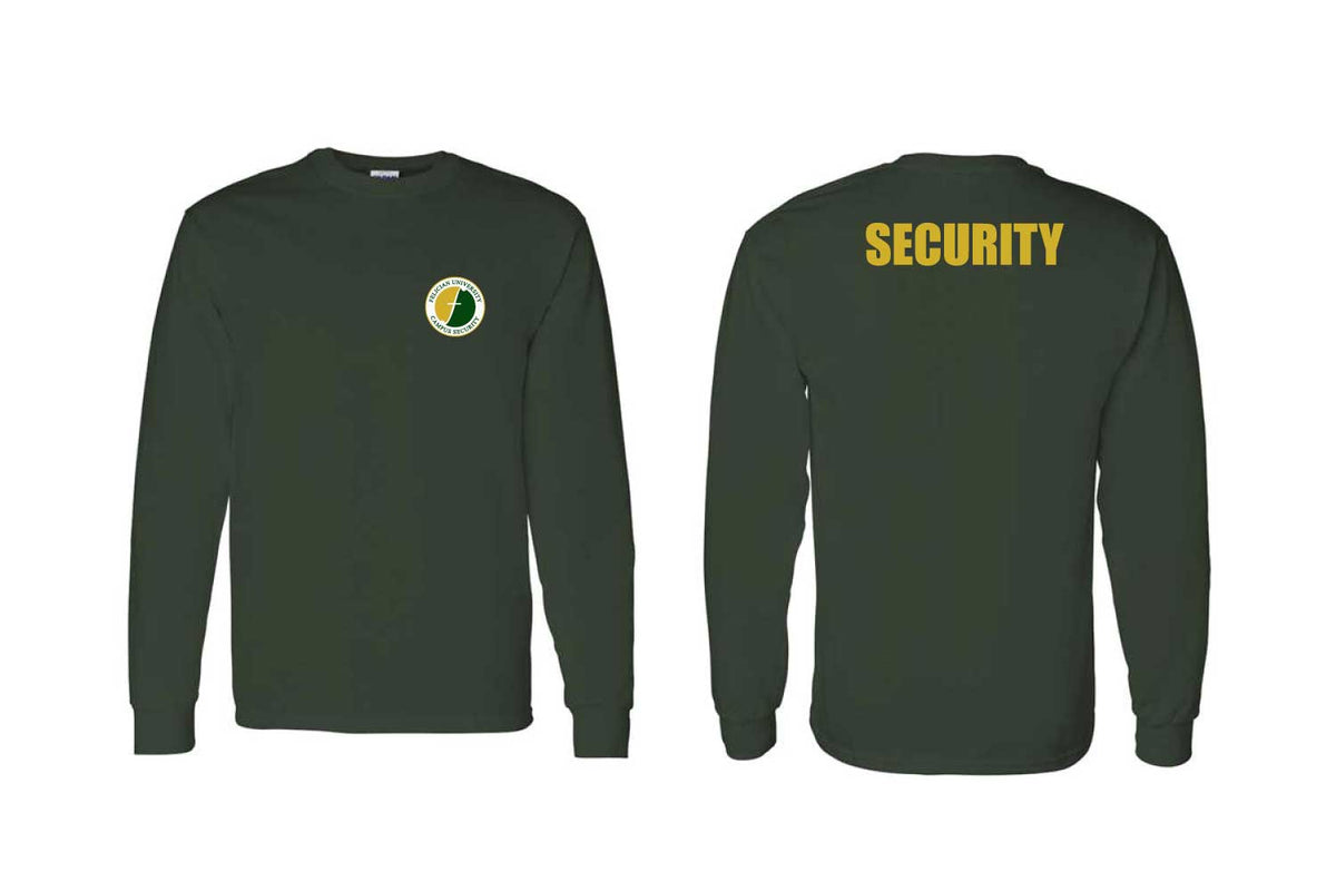 Felician University Campus Security Cotton Long Sleeve Shirt - Forest Green