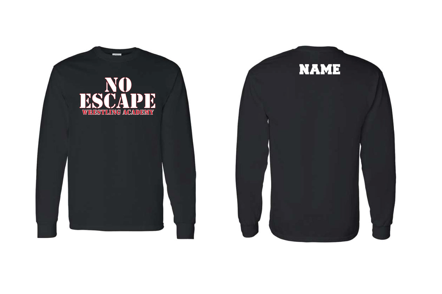 No Escape Wrestling Academy Longsleeve Cotton Tee - Black