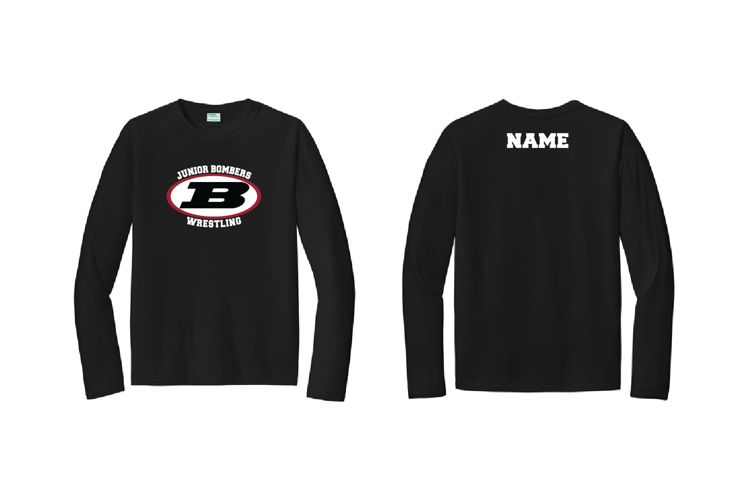 Boonton Bombers Wrestling Dryfit Long Sleeve Shirt - Black