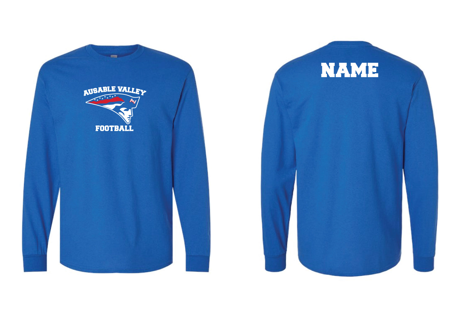AuSable Patriots Football Cotton Long Sleeve Shirt - Royal
